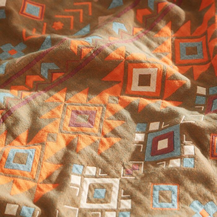 Плед Boho Softexly з 100% бавовни – двостороння муслінова ковдра 150x200 см, м'який плед на диван та покривало на ліжко, естетичний дизайн, ідеально для вітальні та спальні, помаранчево/блакитний (150 x 200 см, стиль модерн)