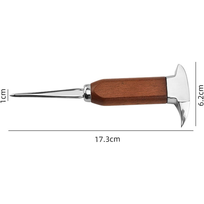 Stainless steel ice pick, 1 x 17 cm, with wooden handle, portable Japanese-style ice hammer, ice pick tool for bars, kitchens, picnics, camping (U126-1)