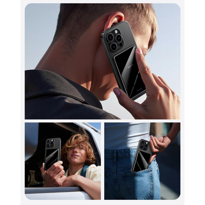 Power Bank Kuulaa Ultra Slim 5000 mAh з MagSafe, Type-C 20W, Швидка зарядка, 7.2 мм, для iPhone 16/15/14/13/12, чорний