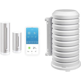 Розумна метеостанція Netatmo з Wi-Fi, внутрішнім і зовнішнім датчиком, прогнозом погоди, сумісна з Alexa, HomeKit, у комплекті захисний чохол TFA Dostmann, білий
