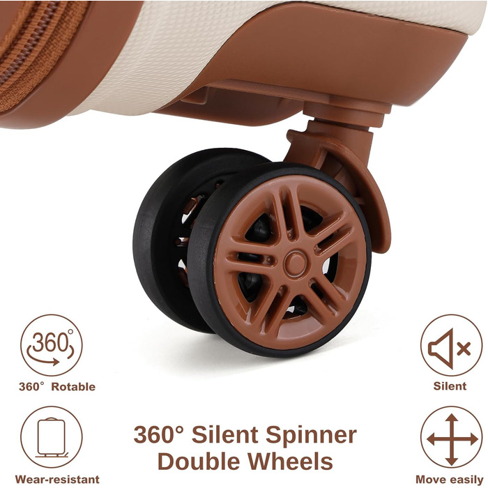 Набір валіз KONO 4 в 1: велика валіза, ручна поклажа 55 см, косметичка та сумка для подорожей (кремово-білий)