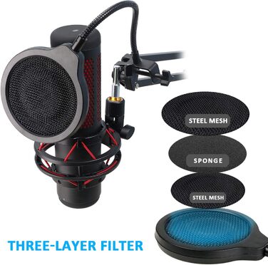 Кріплення для мікрофону HyperX QuadCast з поп-фільтром та універсальним кріпленням, сумісне з QuadCast S, Fifine AM8, Blue Yeti, Razer Seiren Mini V3, YOUSHARES - для мікрофонів з різьбою 3/8' та 5/8'