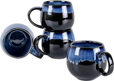 UNICASA Porcelain Coffee Mugs, Set of 4 Cups with Handles, Each 530 ml, Porcelain Cups for Tea, Coffee, Milk, Cappuccino, Blue