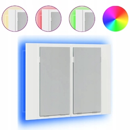 Шафа у ванну кімнату з дзеркалом та RGB LED-підсвіткою, біла, 60x12x45 см