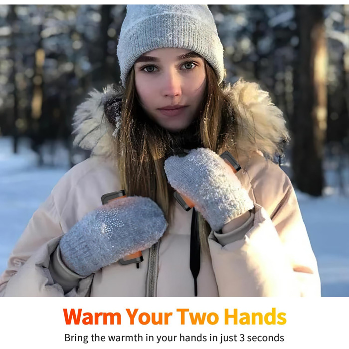 Електричні грілки для рук 2 шт. - USB, багаторазові, 3 режими нагріву, для дітей та жінок (сірий)