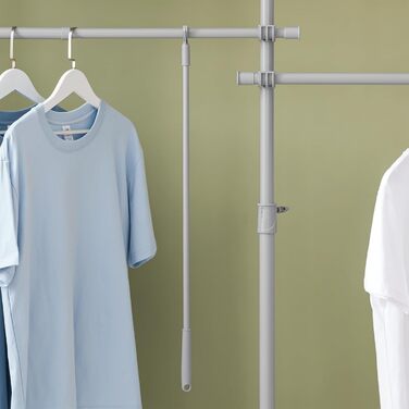 SoBuy KLS03-SCH Clothes Rack Coat Rack with 4 Clothes Rails Telescopic Wardrobe System Adjustable Shelf System Bra Approx. 124-226x200-285cm (Light Grey)