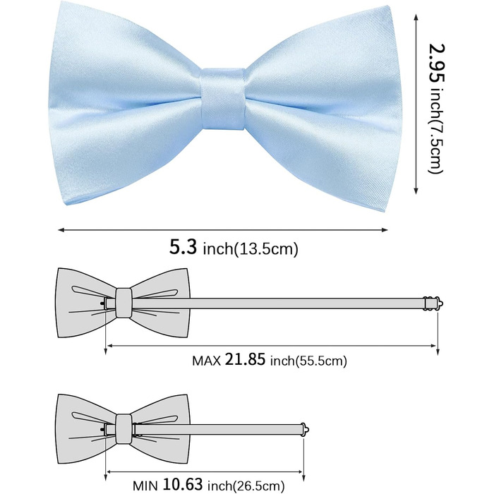 Блакитний комплект аксесуарів для чоловіків: краватка-метелик (шовк), нагрудна хустинка, запонки та брошка для весілля, вечірки, ділового стилю