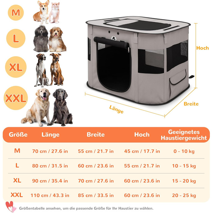 Портативний вольєр для цуценят та котів ALLSOPETS, розкладний, XXL, сірий