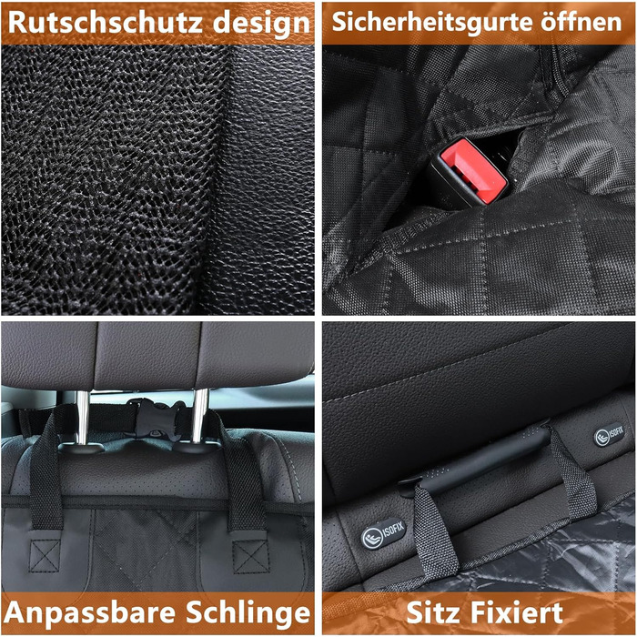 Alfheim Car Seat Cover for Dogs - Waterproof & Scratch-Resistant Back Seat Protector, Non-Slip, Durable, Washable, Universal Fit for Most Cars - Black