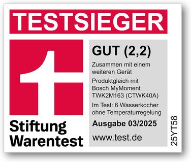 Електричний чайник Bosch MyMoment TWK2M164 з автоматичним відключенням, захистом від перегріву, показом кількості чашок, знімним фільтром від накипу, захистом від сухого кип'яття, функцією зупинки пари, об'єм 1,7 л, потужність 2400 Вт, матовий червоний
