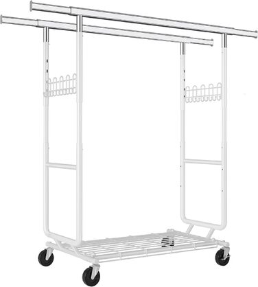 Металевий вішак для одягу на колесах FAVOOOSTY, 2 стійки, до 200 кг, швидка збірка