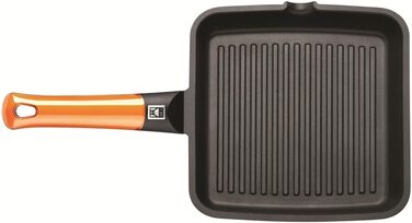 Гриль-сковорода BRA Efficient Orange 22 см, алюміній з Platinum Plus антипригарним покриттям, для індукції, з рифленою поверхнею