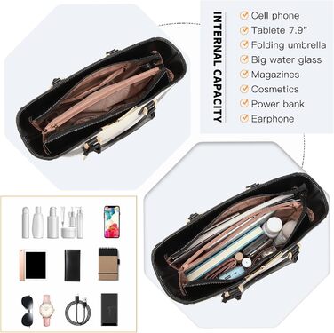 Сумка жіноча Lulu Daen середнього розміру зі штучної шкіри (PU) - чорна, комплект з гаманцем, для роботи, подорожей, бізнесу