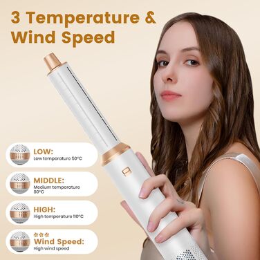 Мультистайлер для волосся 5 в 1 з іонізацією, автоматична плойка, термощітка, випрямляч, об'єм, білий