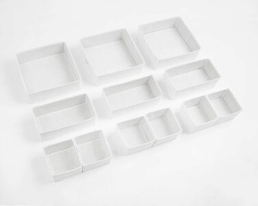 Large Drawer Organization System 12-Piece Set White Boxes Storage Organizer Drawer Cabinet Organizer Storage Box Closet Organizer