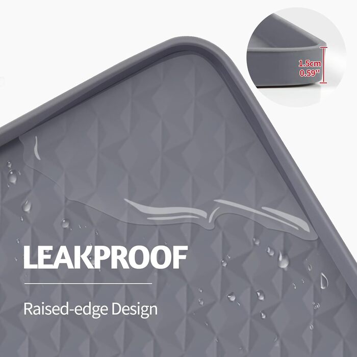 Килимок для котячого туалету, великий розмір 130x65 см, силіконовий, контролює розсипання, м'який для лапок, легко миється (сірий)