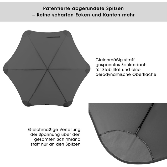 BLUNT Executive Stock Umbrella Grey | Large & Stormproof for 2 People – 138 cm Ø | Innovative & Patented Design – Wind Tunnel Tested