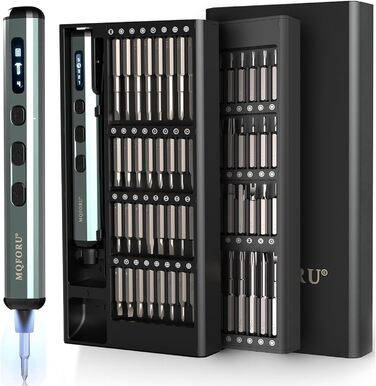 Набір мініатюрної електричної викрутки 72 в 1 з прецизійними бітами, 64 магнітні насадки, 5 режимів крутного моменту, 4 LED-лампи, для ремонту телефонів, годинників, камер