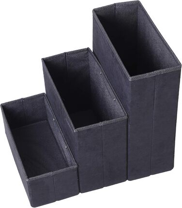 PawHut Pet Stairs Cat Stairs Dog Stairs Foldable 3 Steps Pet Stairs with Storage Space for Cats and Dogs MDF White 40 x 54 x 48 cm (Black)