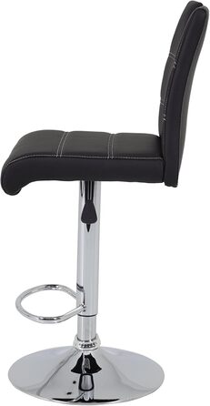 Miranda Bar Stool - Adjustable Height, 360° Swivel, Faux Leather - Black