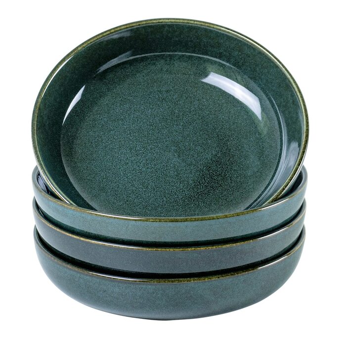 Набір супових тарілок UNICASA, 4 шт, порцеляна, 16 см, 740 мл, зелені