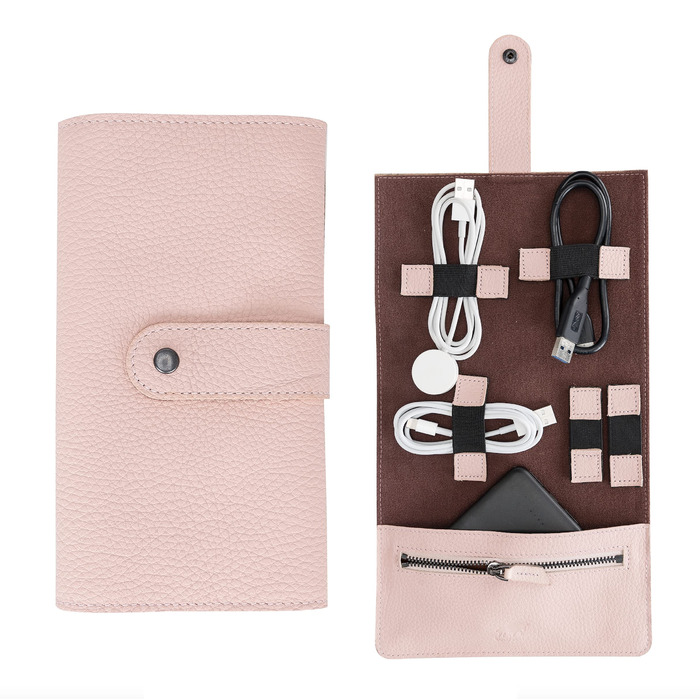 Органайзер для подорожей Solo Pelle: універсальний чохол для кабелів, аксесуарів та гаджетів (Nude Rosa)