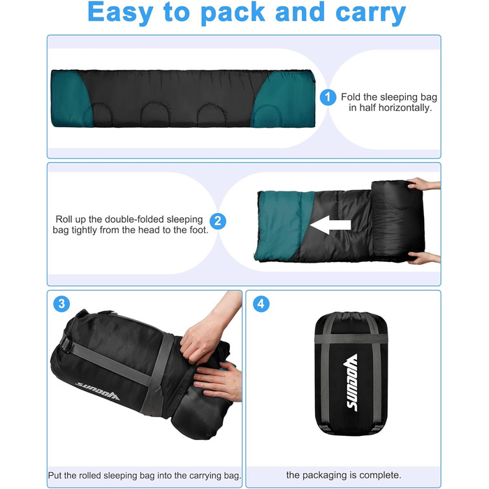 Сплячий мішок Outdoor для кемпінгу на 4 сезони - дорослий спальний мішок, функція 2 в 1, теплий, легкий, водонепроникний для рюкзаків, походів та подорожей, 220 x 80 см