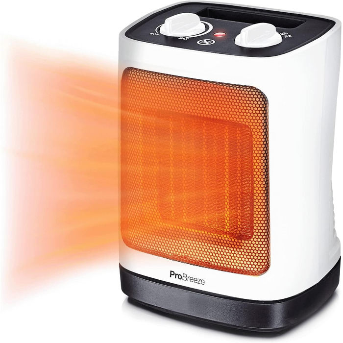 Про Breeze 2000W керамічний міні-нагрівач з автоматичною осциляцією, 2 режими, тихий, для вітальні, офісу, тераси - білий