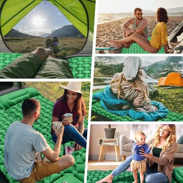 Isomatte HVIERO Саморозкладається, надувна, з насосом, для кемпінгу, туризму, рюкзака, зелена