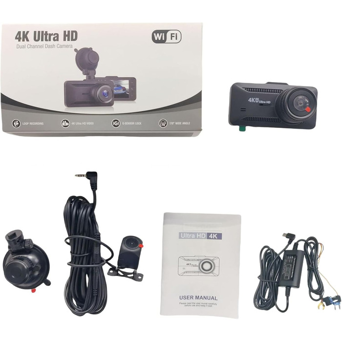 Відеореєстратор Osmo Dashcam Pro 4K: автомобільна камера з двома об'єктивами, нічне бачення, 3.94