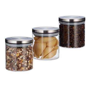 Relaxdays Storage Jars, Set of 3, each 380 ml