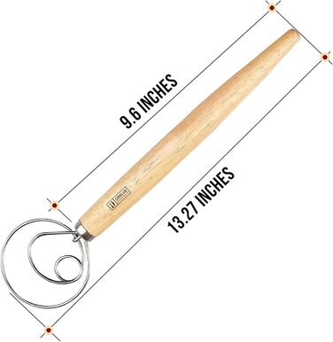 ORBLUE Набір з 2 теігоберів для тіста з нержавіючої сталі та дерев'яною ручкою, 33 см – аксесуари для випічки, підходять для тіста для хліба, піци та випічки