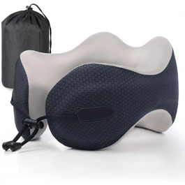 Подушка для шиї у вигляді U, Memory Foam, для подорожей літаком/автомобілем, ергономічна, з чохлом, для дорослих, синього кольору