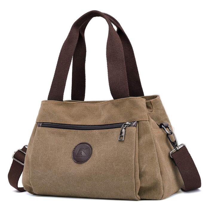 Сумка жіноча Hobo Canvas через плече Braun середнього розміру з багатьма відділеннями