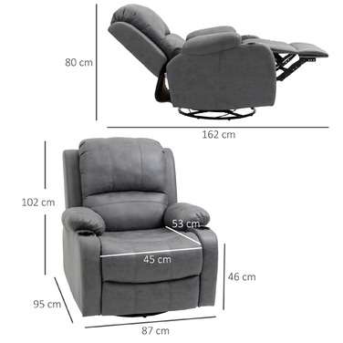 HOMCOM Electric Recliner Chair with Rocking and Reclining Function, TV Recliner with Reclining Function, Cup Holder, Grey