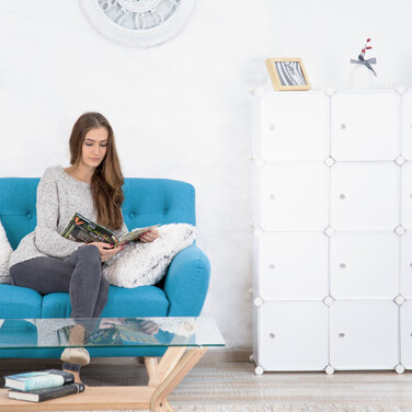 Relaxdays Plastic Storage Shelf with 16 Compartments