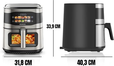 Фритюрниця повітряна HEINRICHS 9L XXL з LED-дисплеєм, 10-в-1, 1800W, без жиру, з таймером, сенсорне управління, для кухні