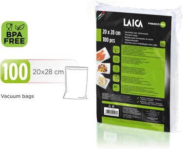 LAICA VT35012 Vacuum Sealer, 100 Vacuum Bags, Size 20 x 28 cm