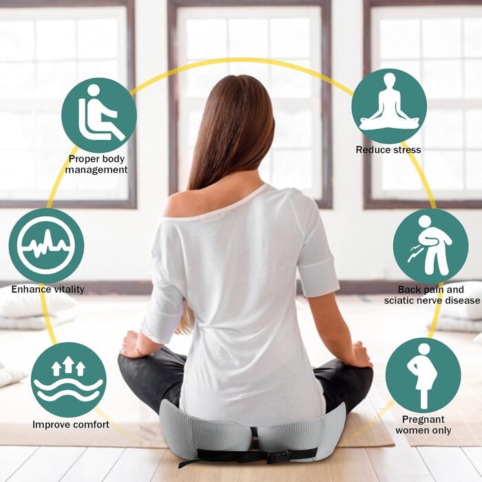 Подушка для сидіння з піною з пам'яті, ергономічна ортопедична подушка для офісного крісла, подушка для сидіння з піною з пам'яті, подушка для куприка з регульованою шириною для офісу/автомобіля, знімає біль в сідниці (темно-сірий)