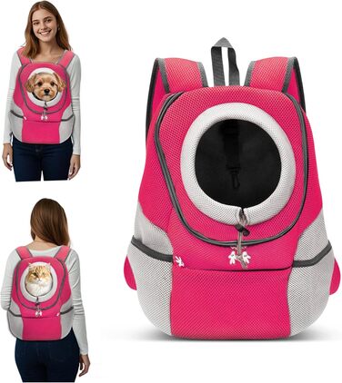 Рюкзак для собак та котів ALLSOPETS, XL, рожевий - переноска для собак, котів, велосипедна переноска, рюкзак для хатніх тварин