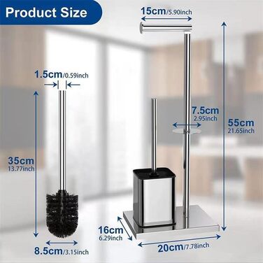 Тримач туалетного паперу з щіткою для унітазу YUET, гальванічне покриття, сріблястий