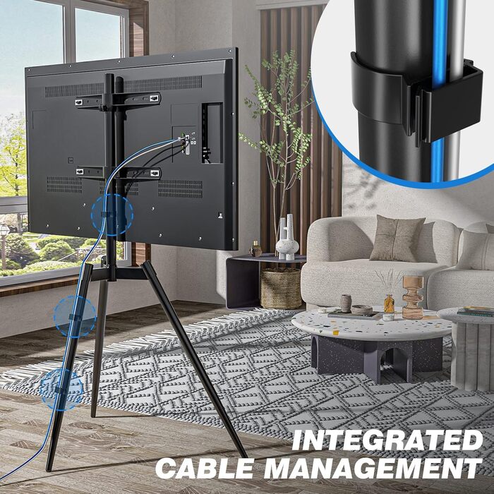RFIVER Adjustable TV Stand with Swivel Base - Fits 32-65 Inch TVs (VESA 400x400mm, 35kg)