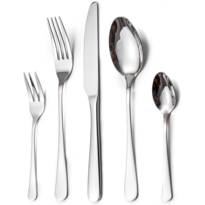 LAZAHOME Cutlery Set, Stainless Steel Mirror Polished, 60-Piece Cutlery Set for 12 People, Dining Cutlery Set with Knife, Fork, and Spoon for Family/Party/Hotel/Restaurant, Silver Table Cutlery, Dishwasher Safe, 60 Pieces