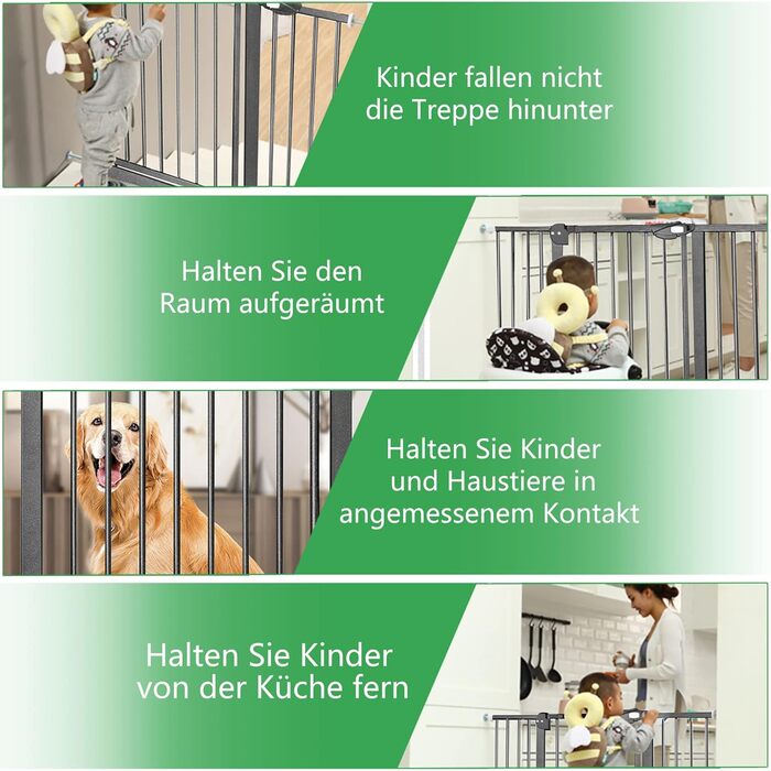 Захист для сходів Subtlety без свердління: сітка для дітей, собак, котів. ABS-пластик, сталеві труби. Автоматичне відключення. Білий (чорний, 75-85см)