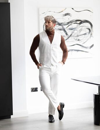 Костюм-двійка чоловічий COOFANDY, Slim Fit, для весілля (Білий/Ошатний сад, XXL)