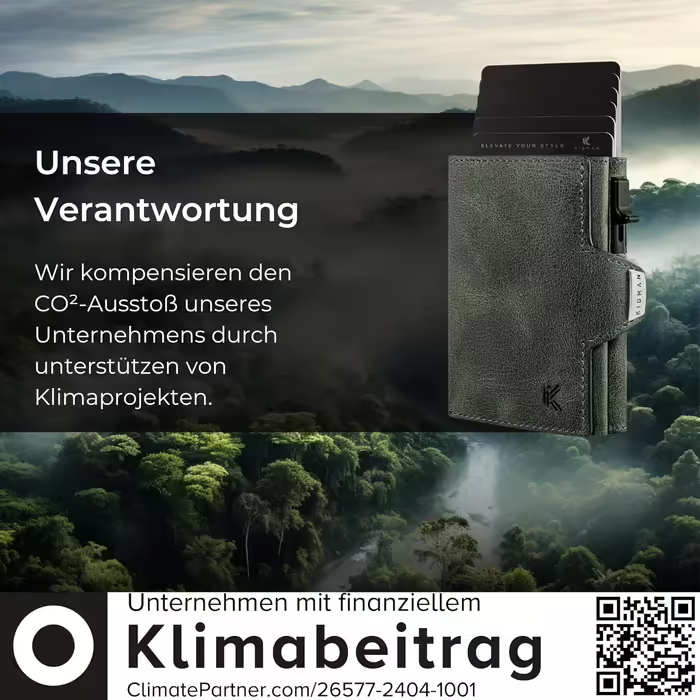 KIDMAN Icarus Genuine Leather Slim Wallet with Alucase and Coin Pocket | Large Bill Compartment | Small Wallet for Men with RFID | Mini Wallet for Men | Card Holder for up to 8 Cards | Green