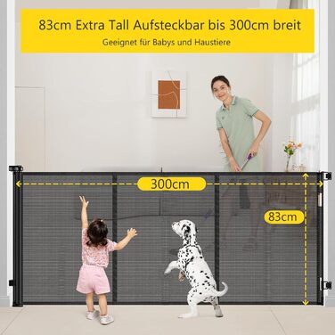 Захисний бар'єр для дитячих воріт, захист від падіння з драбини, 300 см, чорний