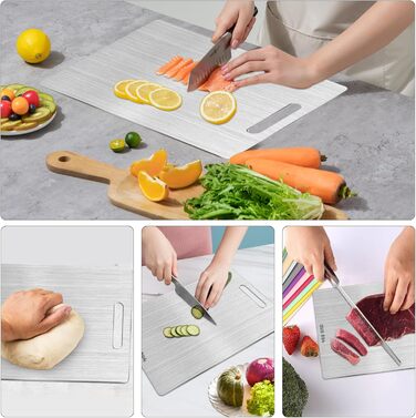 Набір з 2 титанових дощок для нарізання, нержавіюча сталь, двосторонні, харчова якість, для м'яса, овочів, фруктів