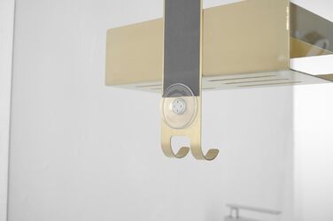 Kelelife Shower Shelf for Hanging, Gold Shower Shelf No Drilling, Stainless Steel Shower Shelf with Hooks for Frameless Glass Door, Shampoo Holder for Shower