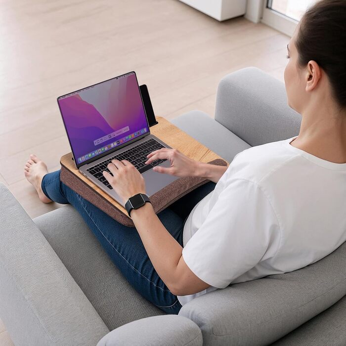 Підставка для ноутбука Vigo Wood з подушкою, портативна, для дому та офісу, з м'якою підкладкою для зап'ястя, для ноутбуків та планшетів (горіх) (Meson)